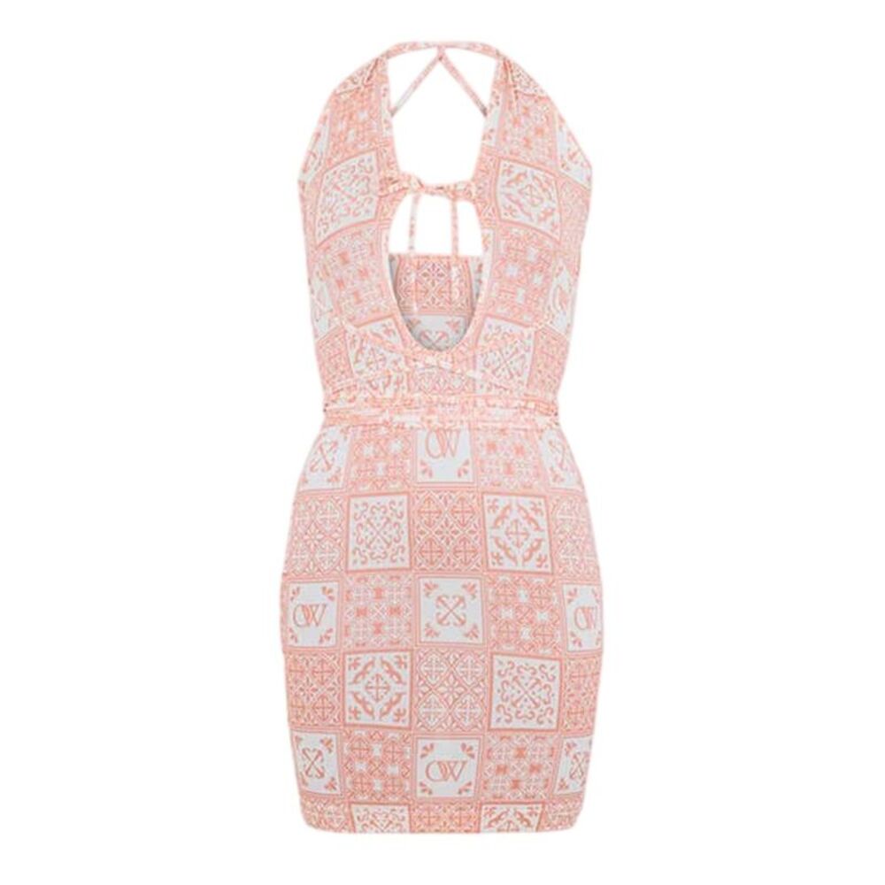 Off White Womens/Ladies Bandana Print Mini Dress / Pink/White